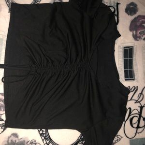 black crop top with adjustable strings